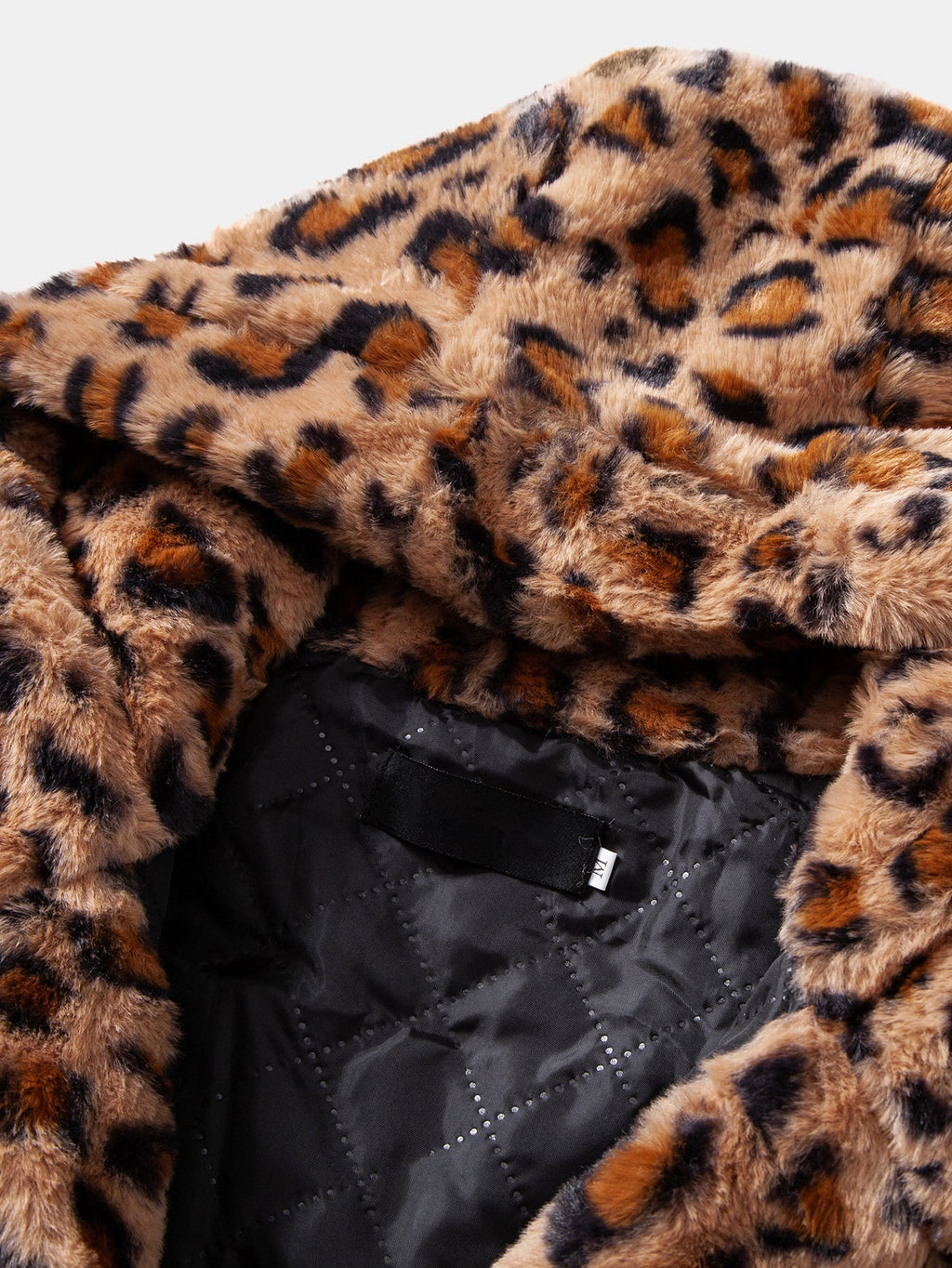 Faux Fur Leopard Zip Up Hooded Coat