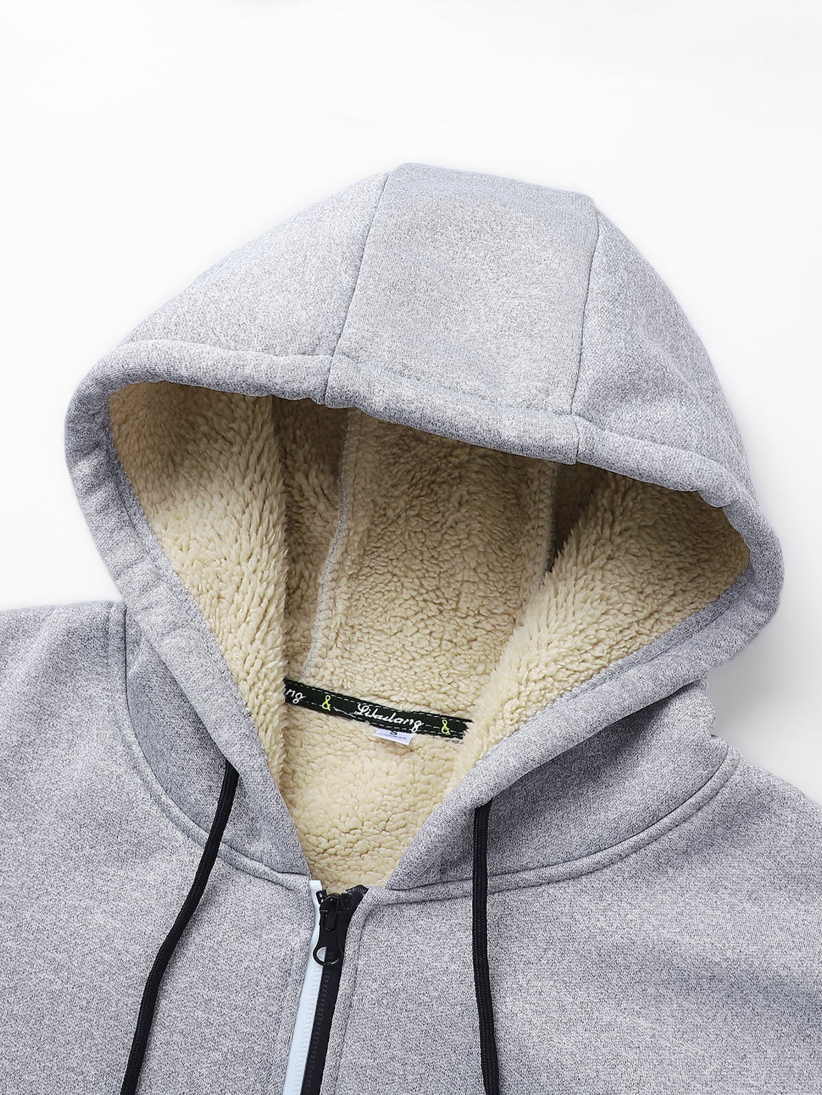 Black Cat Print Teddy Lined Zipper Hoodie