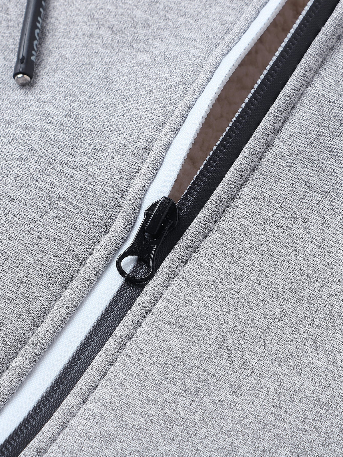 Black Cat Print Teddy Lined Zipper Hoodie