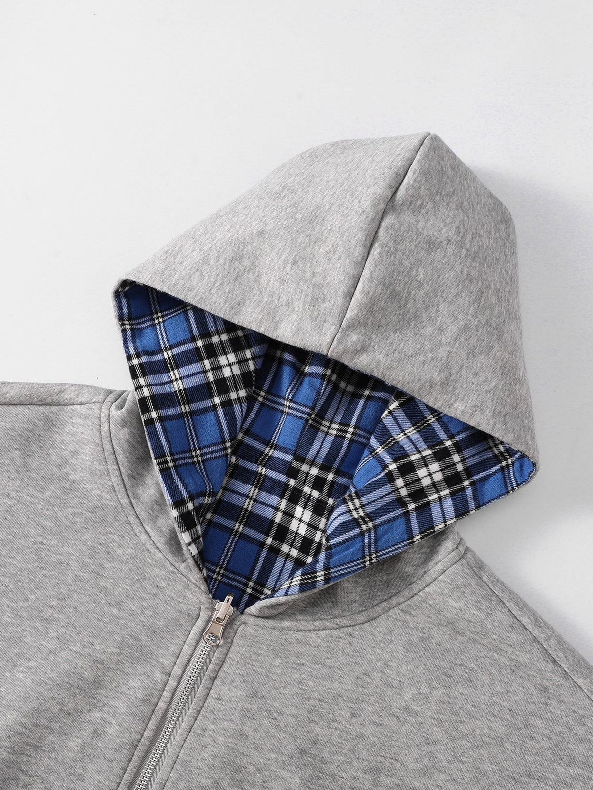 Relaxed Fit Reversible Plaid Lined Hoodie