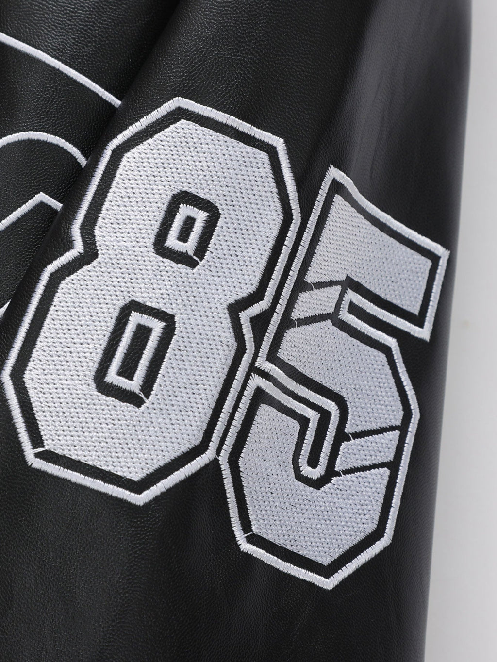 Fleece Lined Embroidery Leather Racing Jacket
