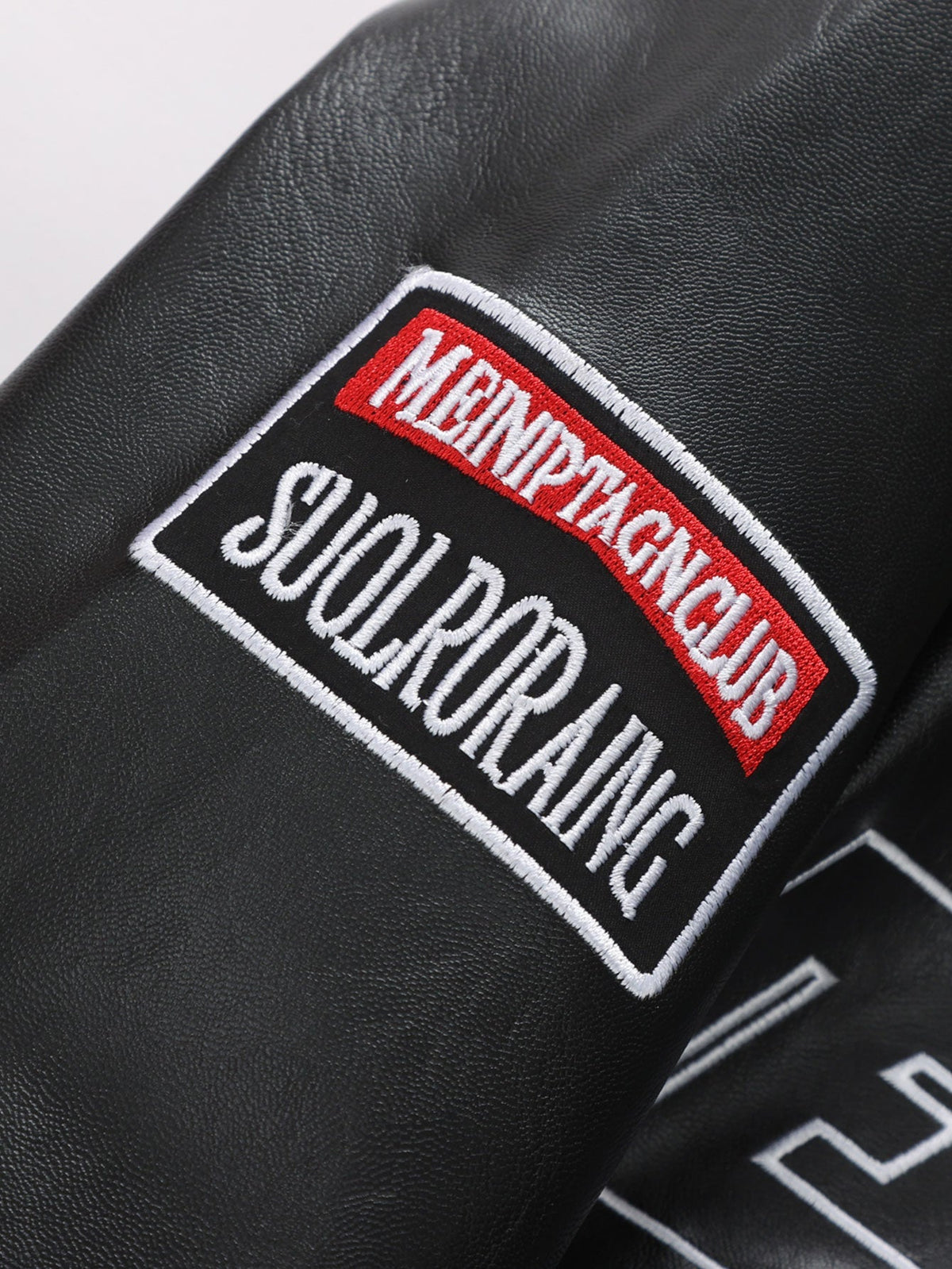 Fleece Lined Embroidery Leather Racing Jacket