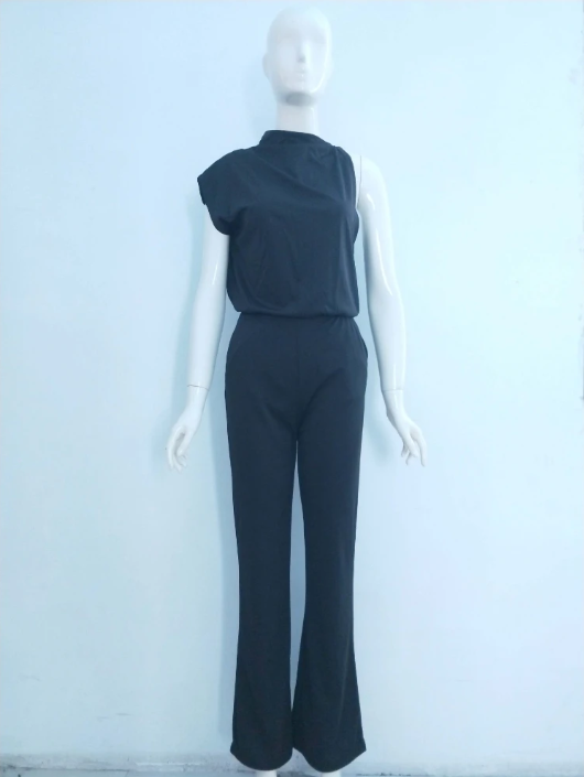 Maisy | Elegante ärmellose Jumpsuit mit Drapierung und weitem Bein