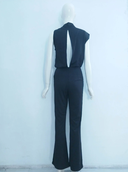 Maisy | Elegante ärmellose Jumpsuit mit Drapierung und weitem Bein