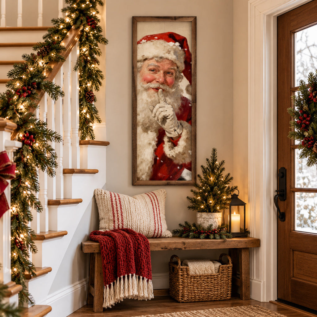Kendrick Home Shh Santa Claus White Gloves