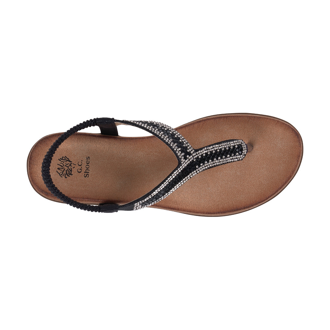 Women's Lori Black Embellished Flat Sandals