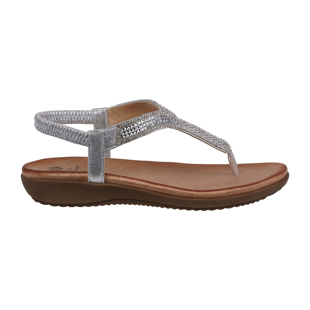 Women's Lori Silver Embellished Flat Sandals