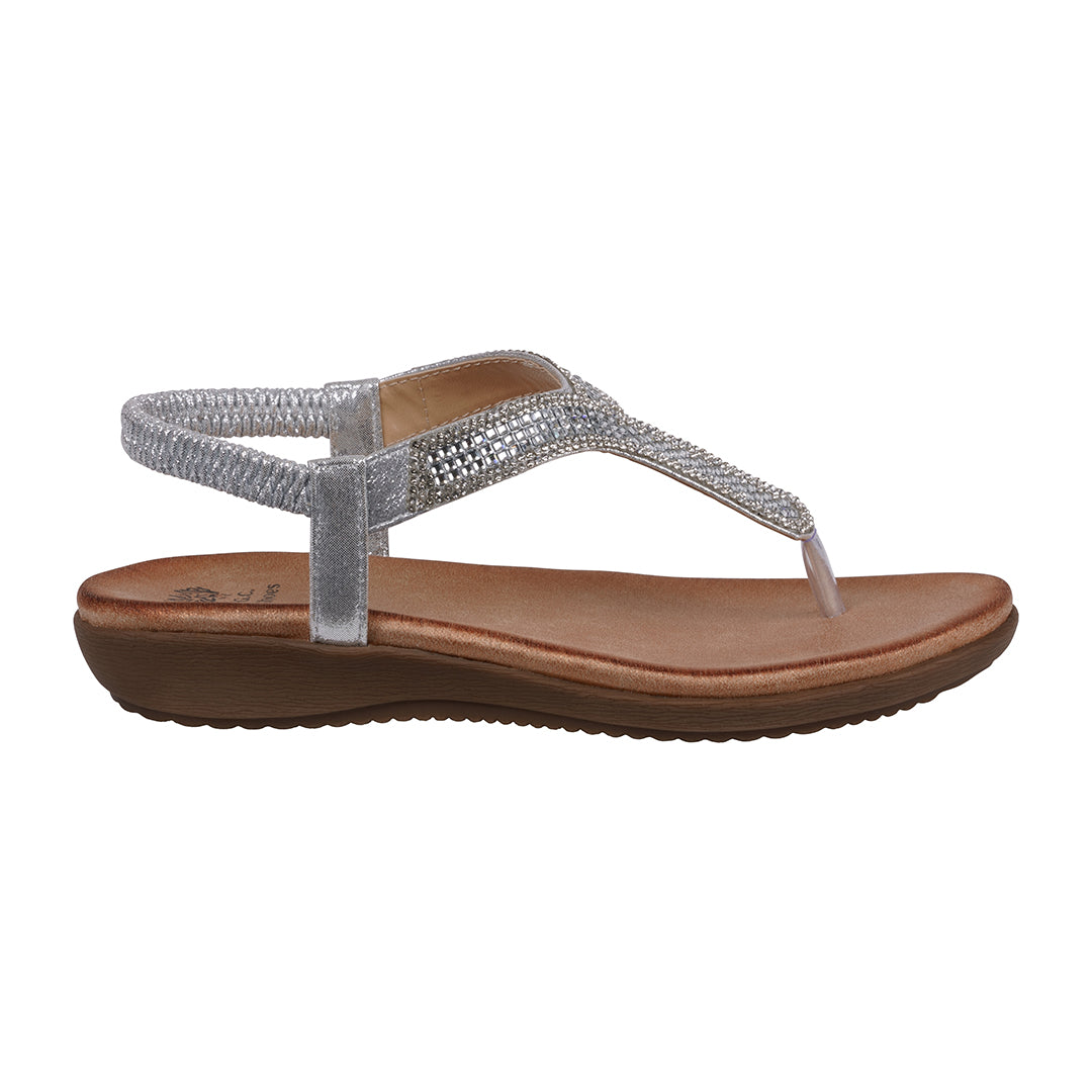 Women's Lori Silver Embellished Flat Sandals