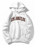 Los Angeles Letter Print Kangaroo Pocket Hoodie