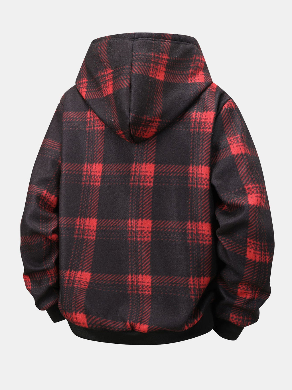 Teddy Lined Button Up Flannel Plaid Hooded Coat