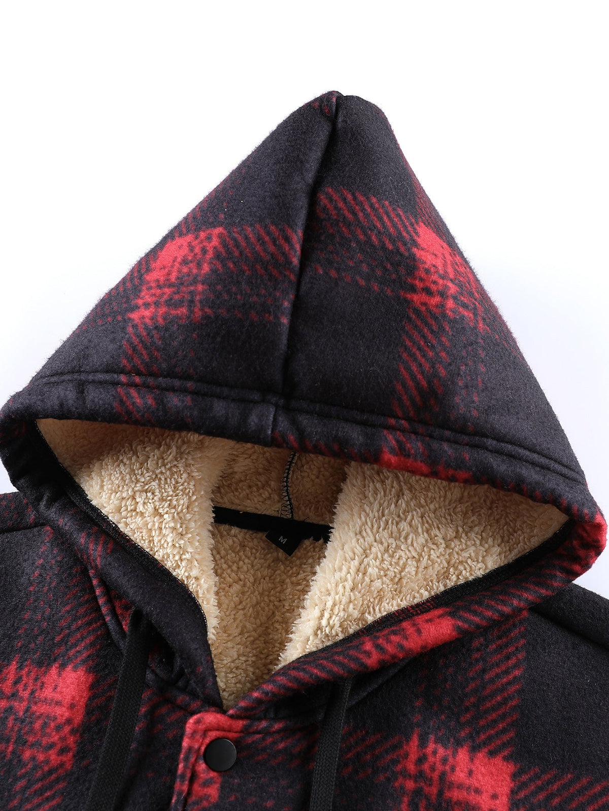 Teddy Lined Button Up Flannel Plaid Hooded Coat