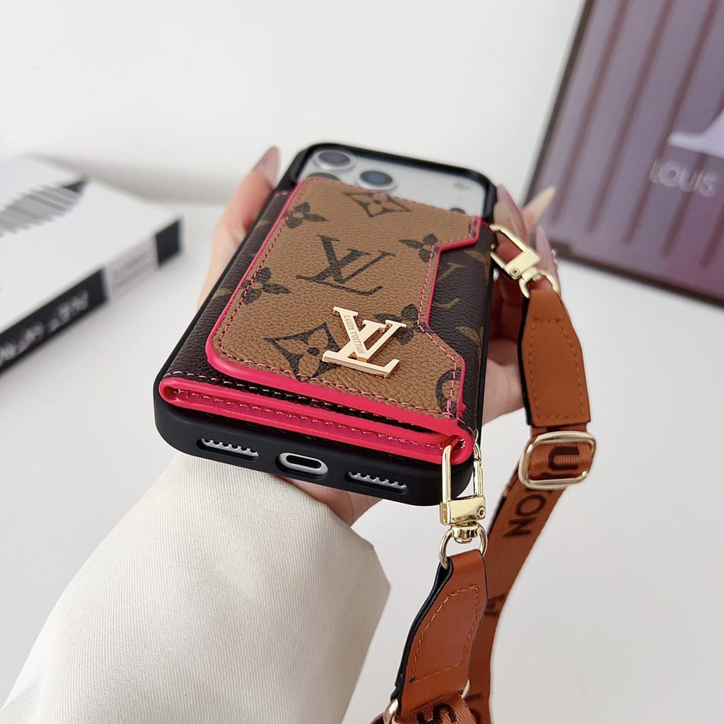 Luxuriöse Leder-Geldbörse mit Kartenhalter und Handyhülle für iPhone 13-17