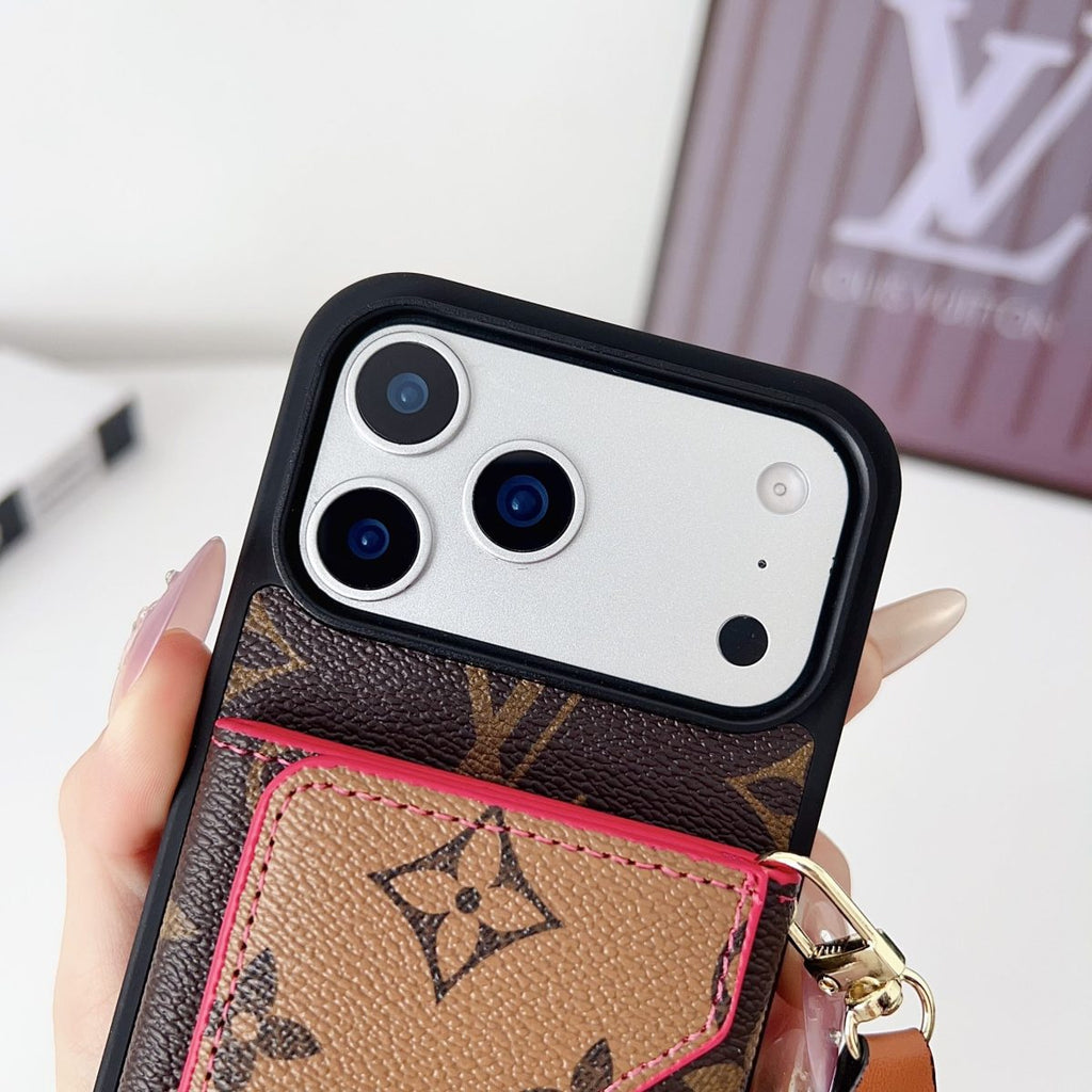 Luxuriöse Leder-Geldbörse mit Kartenhalter und Handyhülle für iPhone 13-17