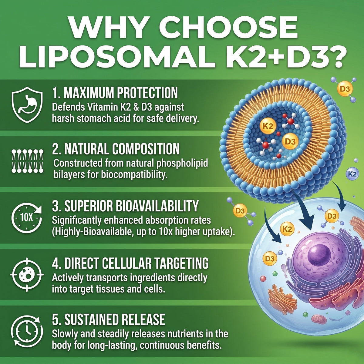 Liposomal Vitamin D3 5000IU K2 MK7 Daily Support Softgels Supplement