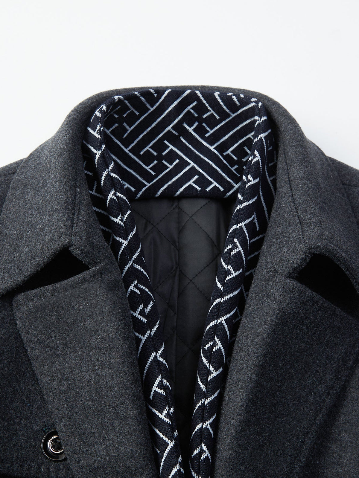 Detachable Scarf Notch Lapel Wool Overcoat