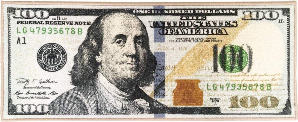 100 Dollar Bill Area Rug Mat 22 x 53
