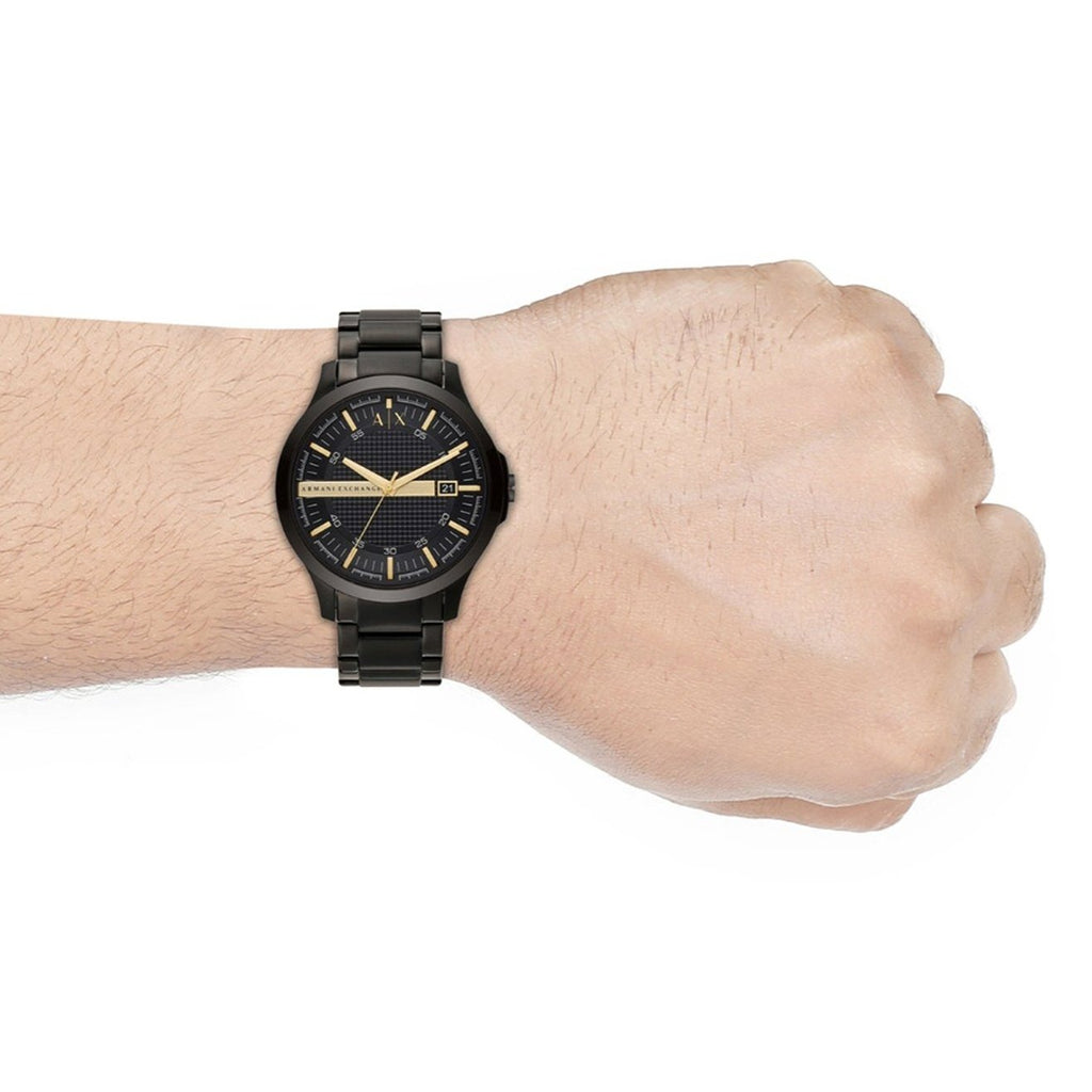 Armani Exchange Hampton AX2413 Herren-Chronograph – Schwarzes Zifferblatt mit schwarzem Edelstahlarmband