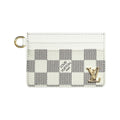 LV WHITE MONOGRAM CARD HOLDER WITH GOLD LOGO AND KEY RING