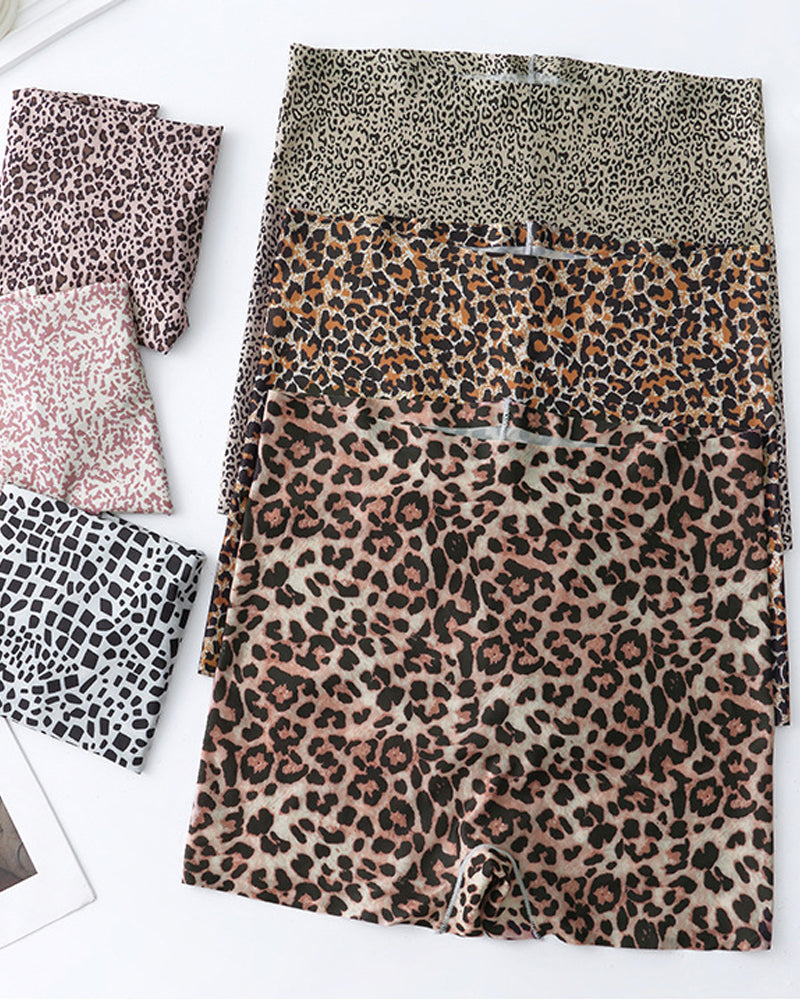 Mid-Rise Ice Silk Leopard Panties (6 Pack)