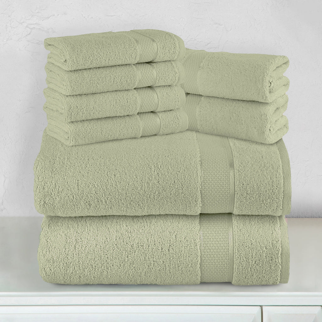 Elegant Comfort 8-Piece Turkish Cotton Towel Set, 4 Washcloths, 2 Hand Towels and 2 Bath Towels