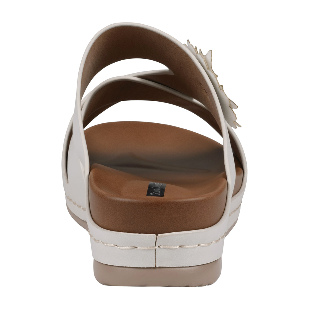 Women's Nessie White Flower Comfort Sandals