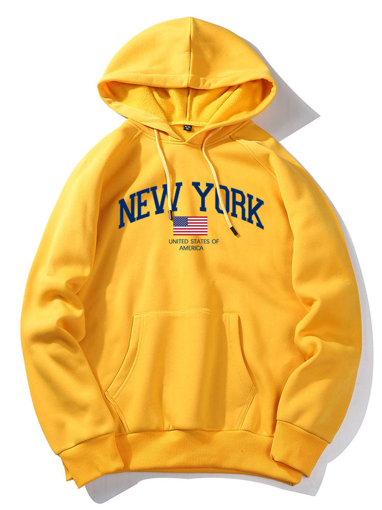 Kapuzenpullover mit New York-Flaggen-Print
