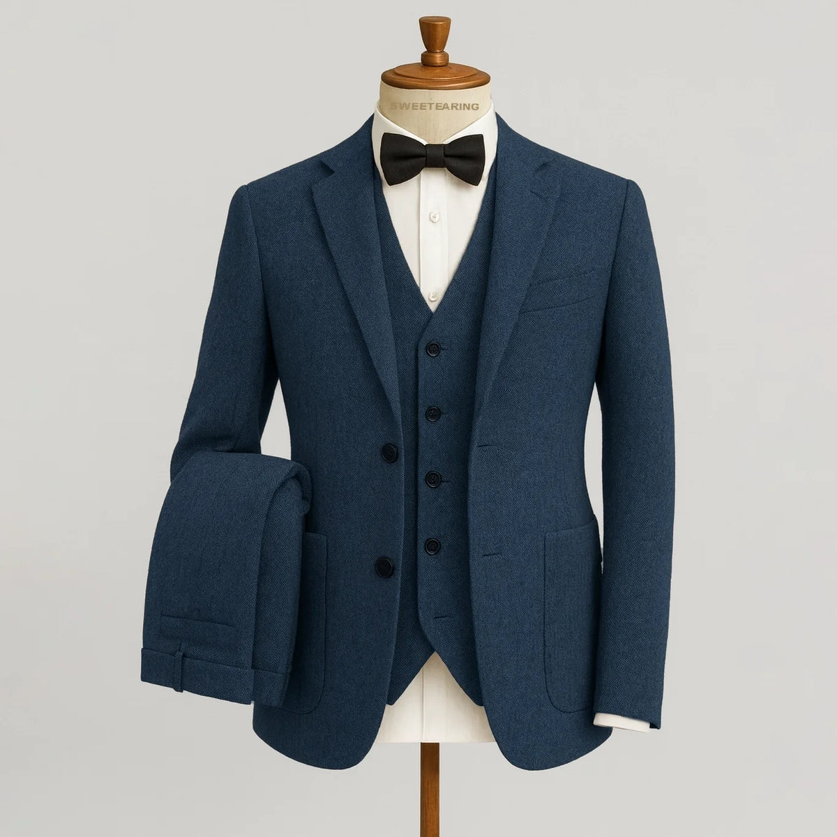 Sweetearing Tweed Suit Men's Breasted Vintage Classic Tuxedos