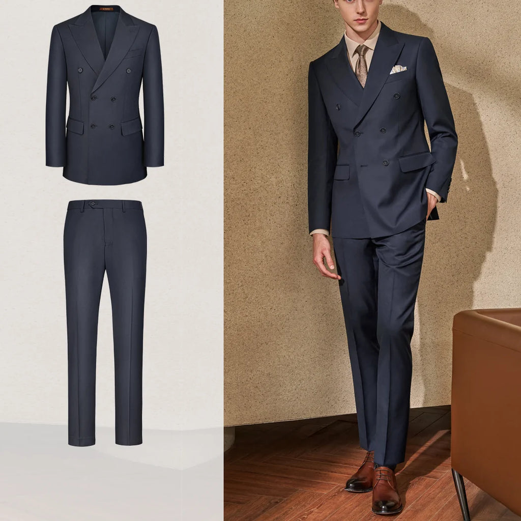 Formal Men's 2 Pieces Mens Suit Peak Lapel Flat (Blazer+Pants)
