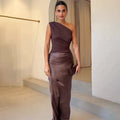 Isabella | Elegant One Sleeve Maxi Dress
