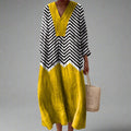 Fabrine | Stilvolles geometrisches Kleid mit V-Ausschnitt