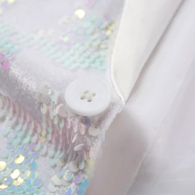Men's 2-Pieces Tuxedo Embroidery Sequin Jacket White
