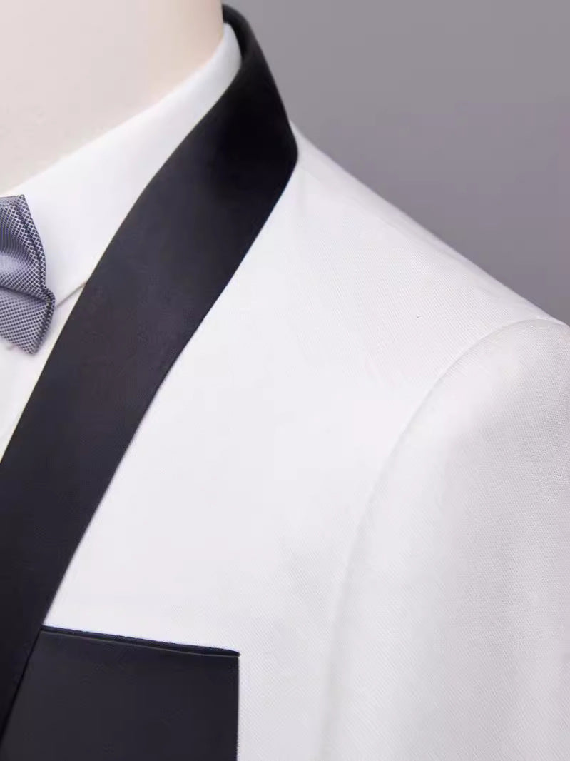Men's Suit 2-Piece Wedding Suit Black White Tuxedo (Blazer + Pants)
