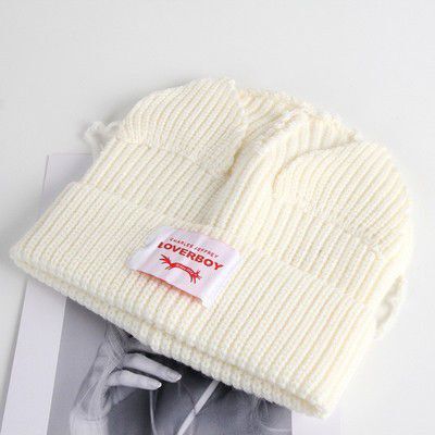 Cute Cat Ears Knitted Beanie - White