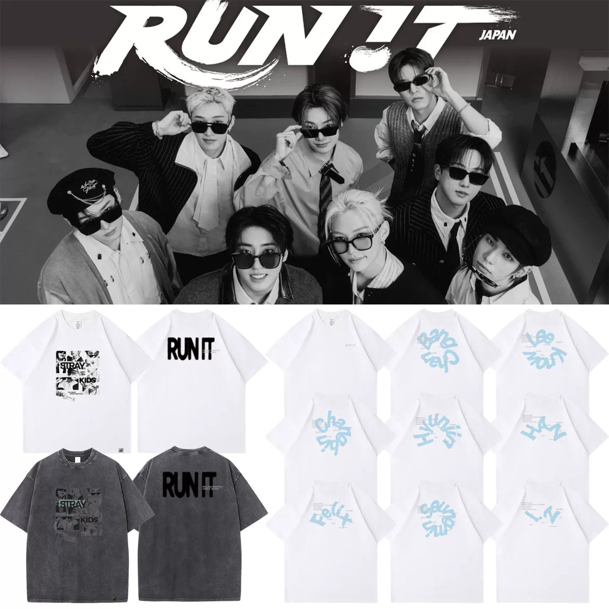 SKZ World Tour Run IT Printed Short-sleeved T-shirt - Stray Kids merch