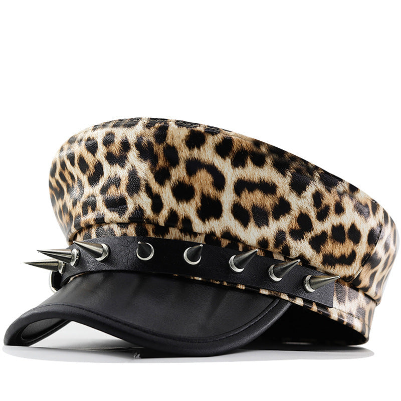 Leopardenmuster-Dome-Cap aus Kunstleder für Mädchen
