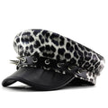 Leopard Print Faux Leather Dome Cap for Girls