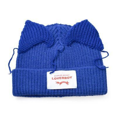 Cute Cat Ears Knitted Beanie - Blue