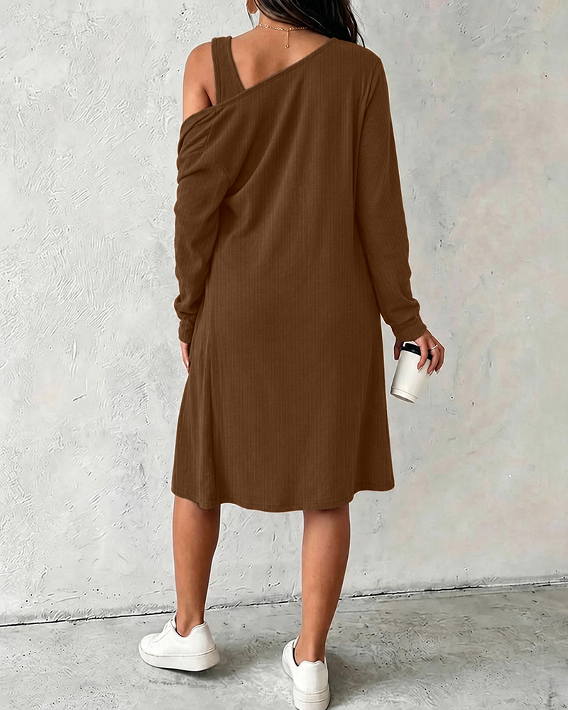 Damen 2-teiliges Strickset: enganliegendes Henley-Trägerkleid mit passender mittellanger Strickjacke mit Taschen