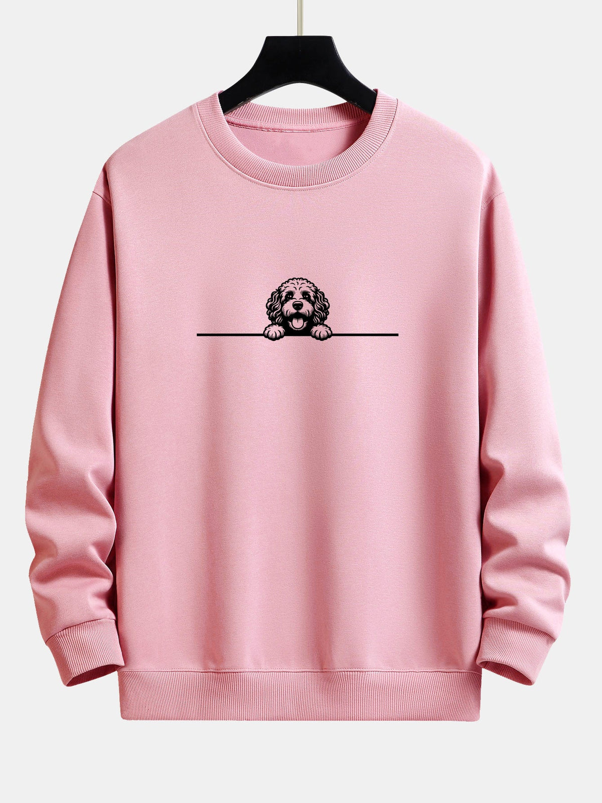 Peeking Poodle Dog Print Relax Fit Sweatshirt