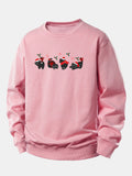 Christmas Black Cat Print Relax Fit Sweatshirt