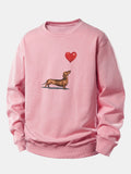 Heart-shaped Balloon Dachshund Print Relax Fit Sweatshirt