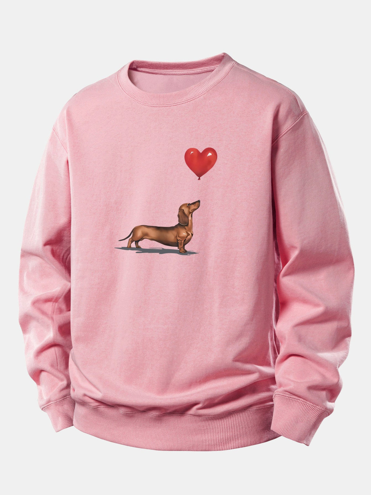 Heart-shaped Balloon Dachshund Print Relax Fit Sweatshirt