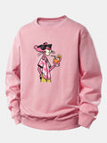 Vacation Pink Panther Print Relax Fit Sweatshirt