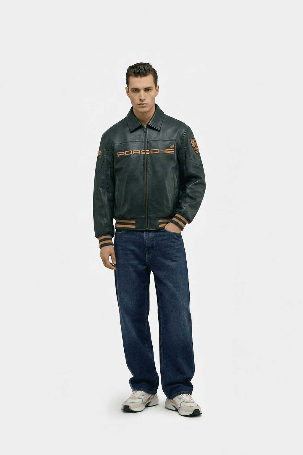 Porsche Vintage Leather Jacket – Green Edition
