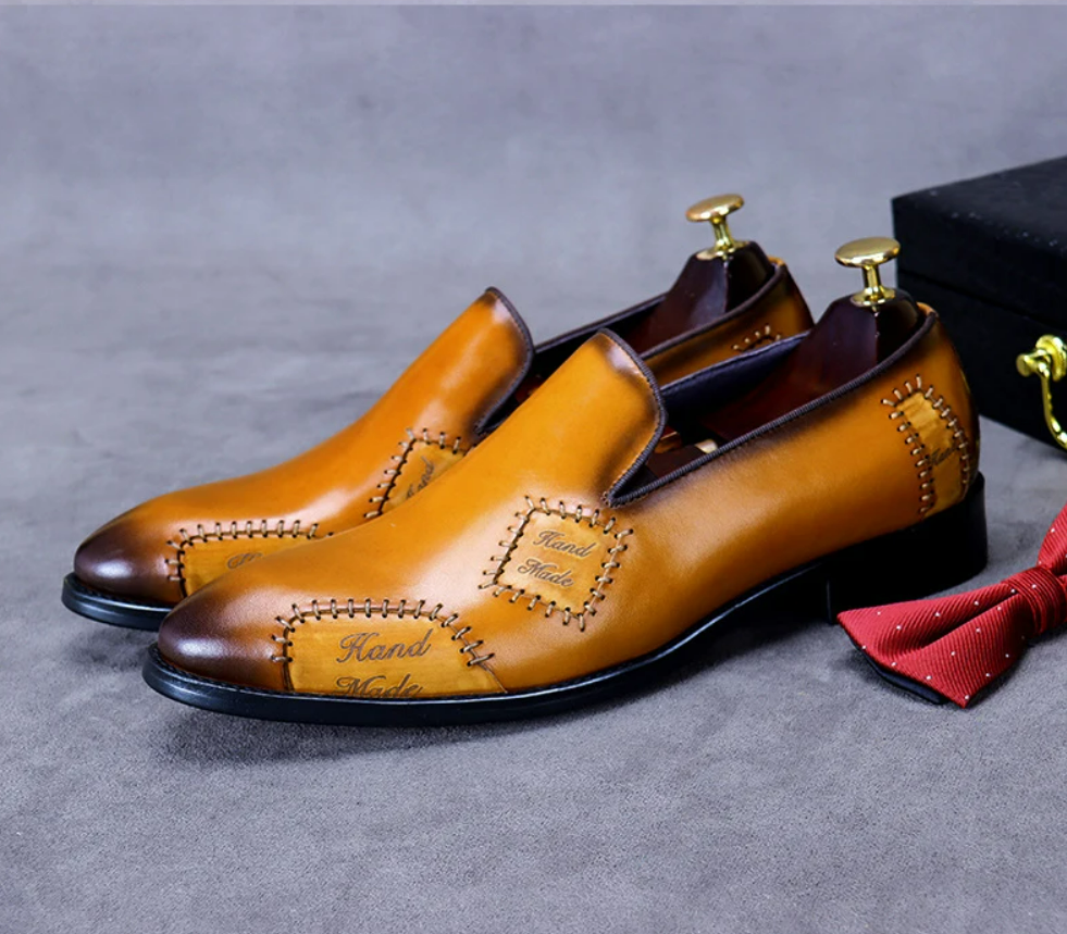 Men's Loafer Genuine Leather Shoes Big Size Slip On Designer Wedding Formal Shoes
