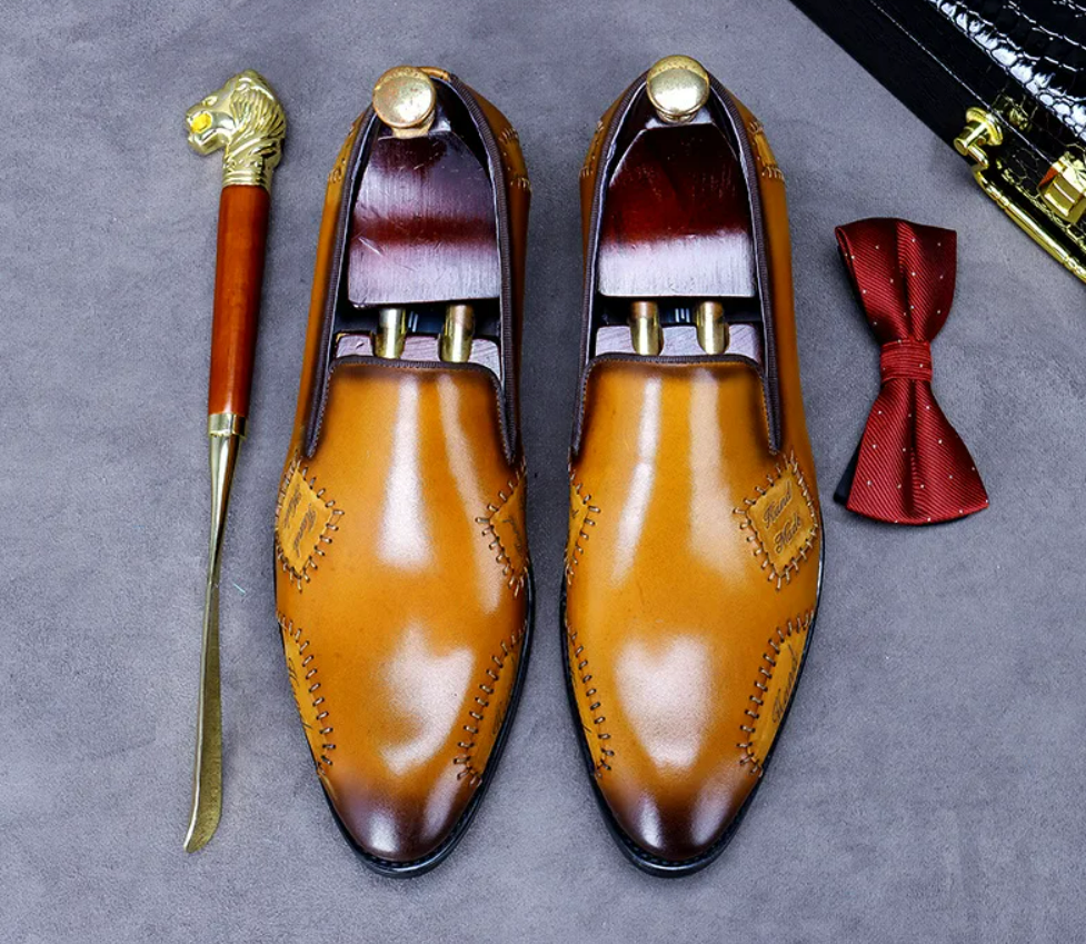 Men's Loafer Genuine Leather Shoes Big Size Slip On Designer Wedding Formal Shoes