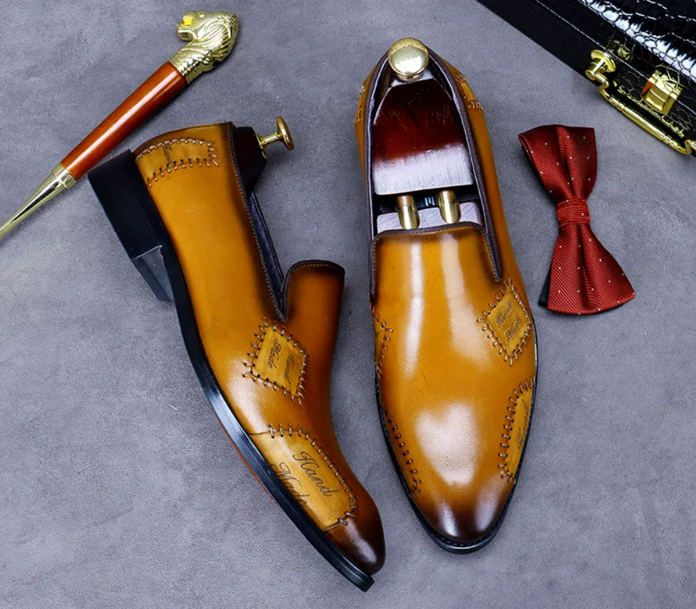 Men's Loafer Genuine Leather Shoes Big Size Slip On Designer Wedding Formal Shoes