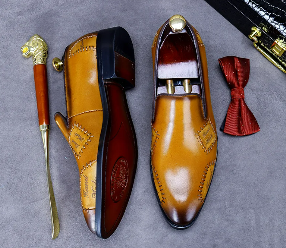 Men's Loafer Genuine Leather Shoes Big Size Slip On Designer Wedding Formal Shoes