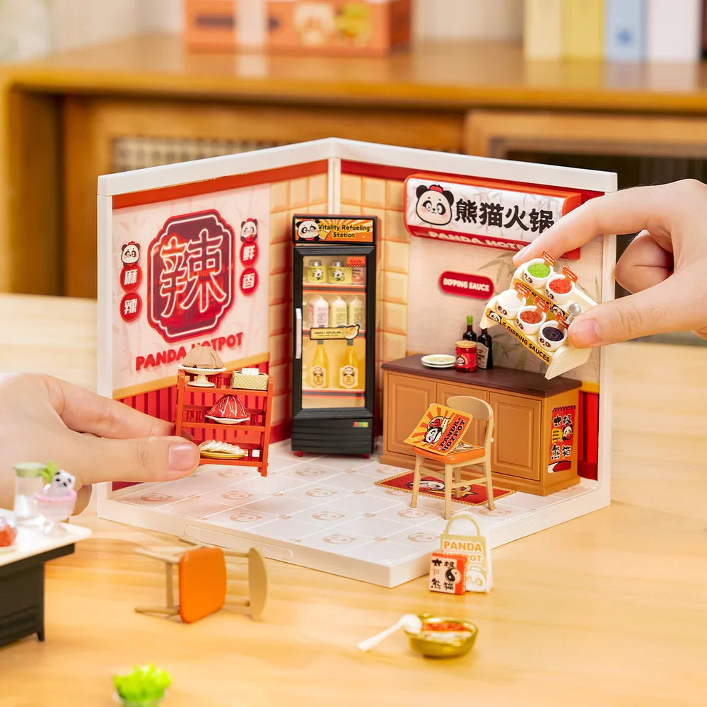 Robotime Rolife Panda Hot Pot Super Creator Miniature House DW020