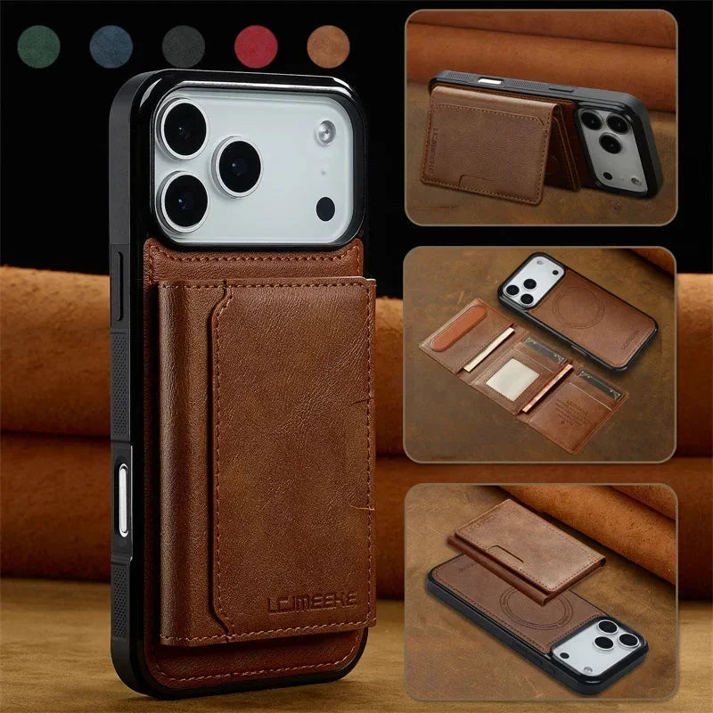 MagSafe Magnetic Flip Leather Phone Case for iPhone 17/ 16/ 15